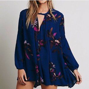 Free People Floral Tunic Top High/Low Hem